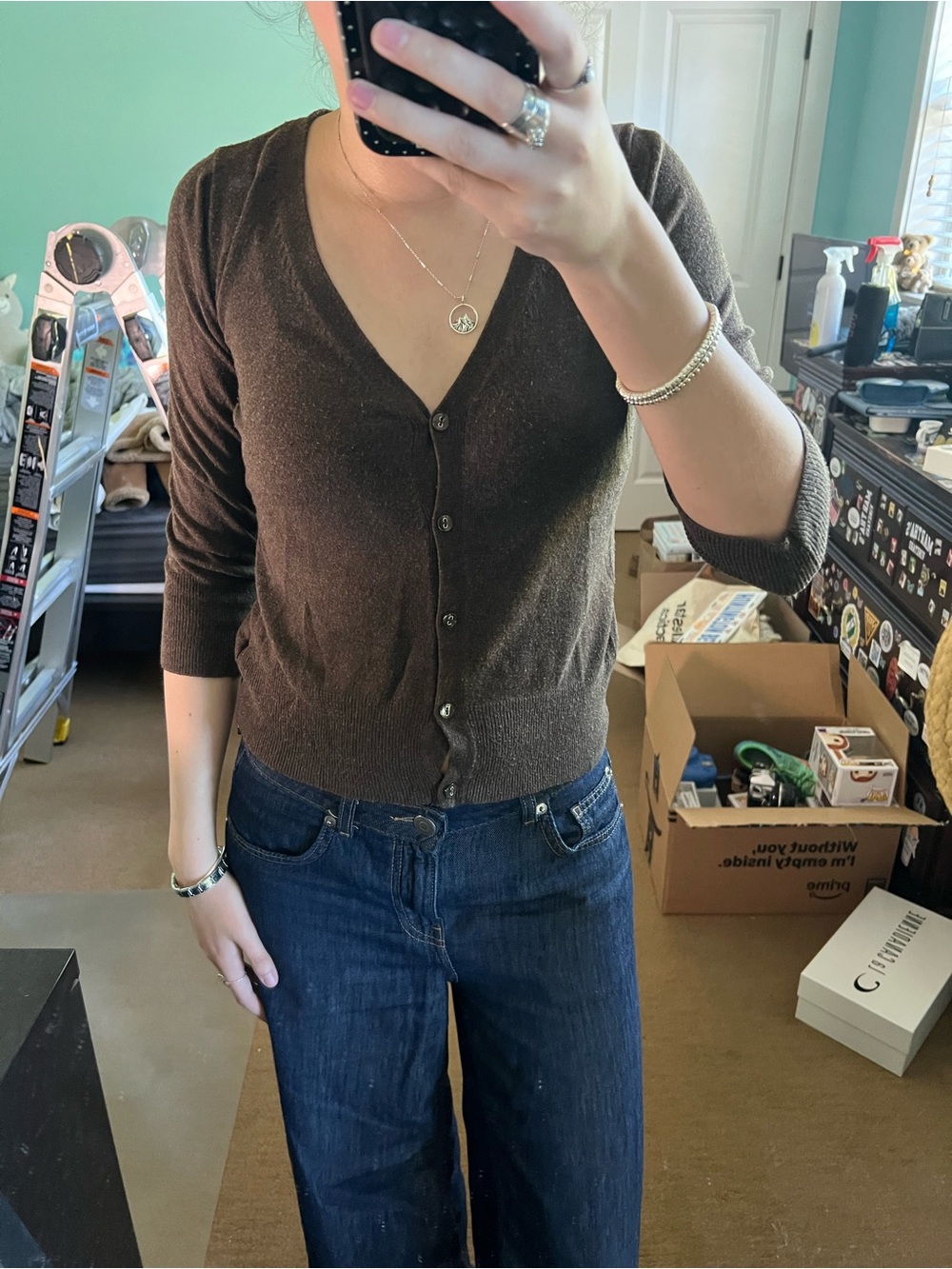 3/4 button up sweater